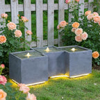 Sunlinua Small Modern Outdoor Water Fountain with 3 Led Lights by Sunlinua