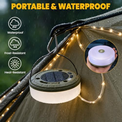 2Pack Solar Camping String Lights, 32.8FT Warm/RGB Rechargeable Tent Lights - Image 5
