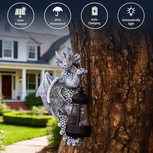 Solar Dragon Tree Decor Outdoor, Hanging Dragon Statue with Lantern - Image 5