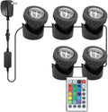RGB Pond Lights with Timer, IP68 Waterproof Underwater Dimmable LED Fountain Lights for Outdoor Landscape Fish Tank Pond Fountain Waterfall Garden Lawn, 5 Lights by TENSUL