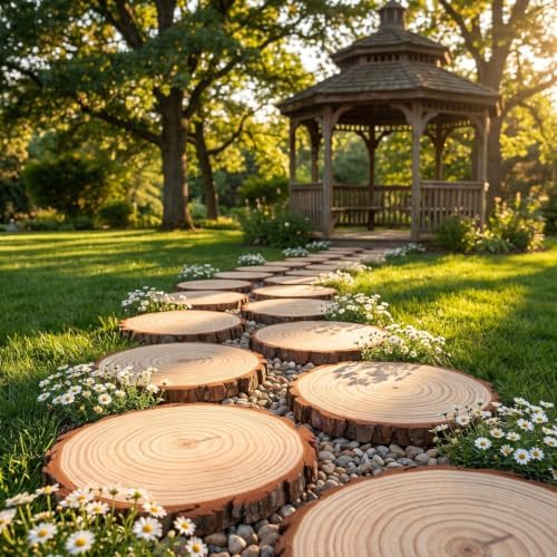 Abaodam Garden Stepping Stones Outdoor, Wooden Tree Ring Stepping Stone - Image 5