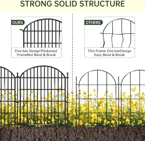 20 Panels No Dig Decorative Garden Fence, 33in(H) x 44ft(L) Animal Barrier, Rustproof Metal Temporary Dog Fence for Outdoor Yard, Patio, Flower Bed - Image 5