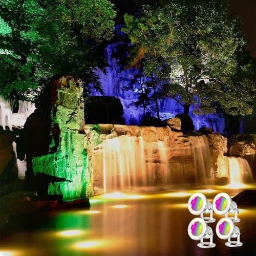 LED Pond Lights with Remote Control, 6W SS316 Stainless Steel RGB Underwater Fountain Light IP68 Waterproof Outdoor Underwater Lights for Pond Waterfall (4) - Image 7