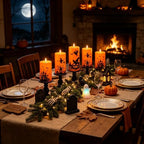 kakoya 5 Pack Halloween Flameless LED Pillar Candles, Orange Plastic Battery Operated Candles with 2 Remote Timer, Castle Pumpkin Witch Pattern for Halloween Spooky Decor - Image 4