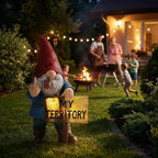 Lavezee Funny Garden Gnome, Middle Finger Gnomes Statue with Solar Lighted Sign – “My Territory” for Patio Backyard Porch Outdoor, Humorous Housewarming Gifts for Men Dad Husband - Image 4