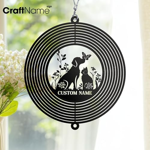Personalized Dog and Cat Metal Wind Spinner, Garden Spinner Hanging Indoor Outdoor Decor, Perfect House Warming Gifts New Home, Custom Gift for Grandmother, Mom, Wife, Daughter - Image 4