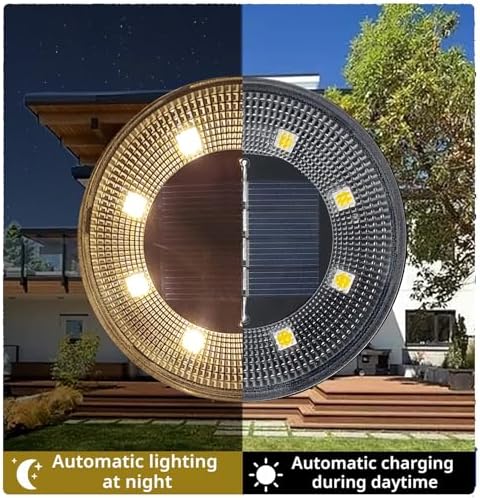 Solar Ground Lights Outdoor Waterproof IP68, 4 Pack 8 LED In Ground Solar Disc Landscape Lighting, Garden Lights Solar Powered for Outside Yard Pathway Patio Lawn Driveway Walkway(White) - Image 2