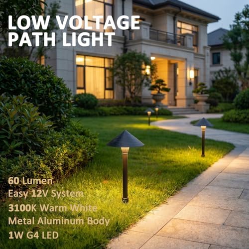 12V Low Voltage Pathway Lights 1W 60LM LED G4 Replaceable Bulb Outdoor Landscape Lights 2PK 3100K Warm White Aluminum Path Lights for Garden Yard Driveway, Black - Image 2