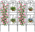 Garden Trellis for Climbing Plants, 4 Pack 71x20 in Metal Lattice Panel with Black Coating, Tall Climbing Support for Rose Vines Clematis Flowers Vegetables Fruits - Plant Trellis Outdoor by CLFUN