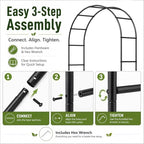 SUNLPH Thickness Metal Garden Arch Trellis for Climbing Plants, Rustproof, Black, 4.6x8.2 or 7.2x6.9 Ft, Wedding Arbor Archway for Bridal Party Flower Decoration - Image 6