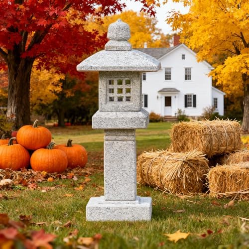 Natural Granite Stone Lantern, Japanese Garden Pagoda, Handcrafted Traditional Stone Lantern, Suitable for Garden, Patio, Zen Landscape Decor (Height 25 x Width 10 inches) - Image 6