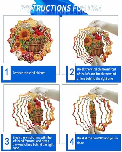 Fall Orange Wind Spinner for Yard and Garden, Thanksgiving Maple Sunflowers Pumpkin Hanging Wind Spinner Outdoor 3D Kinetic Wind Sculpture Spinners Indoor Outdoor Patio Décor Ornaments Gift 10 in - Image 6