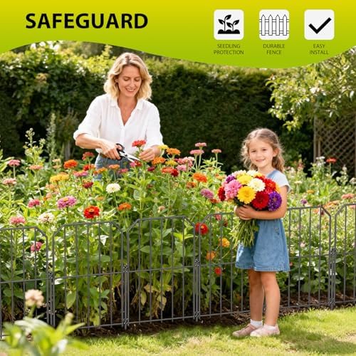 VANCASTLE Decorative Garden Fence, Toatal 25FT(L) x 24IN(H) Outdoor Metal No Dig Fence Animal Barrier, Rustproof No-Tool Assembly Landscape Edging for Yard, Lawn, Patio, Flower Bed-25 Panels Design A - Image 6