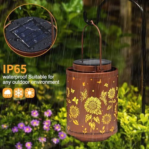 2 Pack Solar Outdoor Lanterns Butterflies Garden Decor LED Light Hanging - Image 4