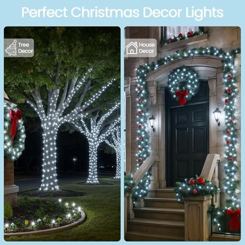 Solar Christmas Lights Outdoor, 6 Pack 270FT Solar String Lights Cool White - Image 3