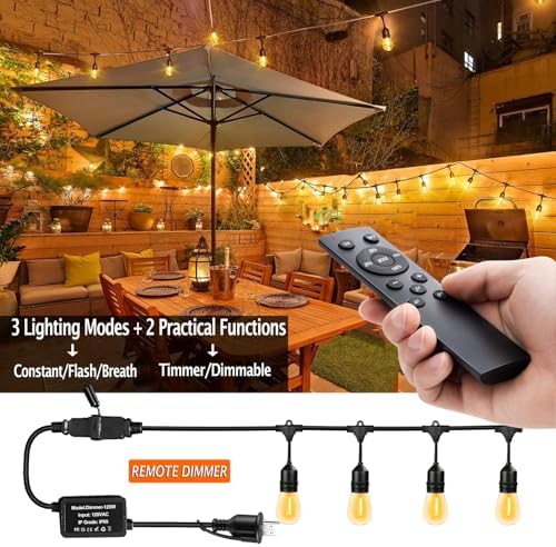 1Pack 150ft Outdoor String Lights with Remote Patio Lights 45+3 Bulbs - Image 3