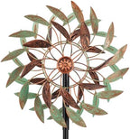 VEWOGARDEN 360° Outdoor Metal Wind Spinners Kinetic Wind Sculptures & Spinners for Yard Garden Lawn Patio Decorations, Light Green & Bronze by VEWOGARDEN