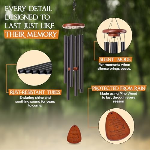 32 Inch Memorial Wind Chimes for Loss of Loved One, in Memory Sympathy Gift - Image 5