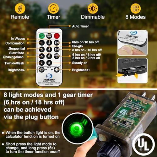 KNONEW 400FT 1200LED Green Wire Outdoor Fairy Lights Plug in Warm White - Image 4