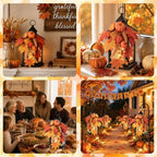 Fall Lanterns Decorative Indoor, 14" Autumn Decor Black Outdoor Lantern - Image 7