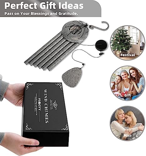 FSVGYY Wind-Chimes-Outdoor-Deep-Tone, Large Soothing Melodic Tones Windchimes, Wind Chimes for Outside, Memorial Wind Chime Best Gift for Mom Women Grandma Neighbors(32" Silver Coated Aluminum) - Image 6