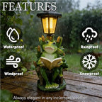 Solar Frog Garden Statue for Outdoor Decor with Lantern - Lawn Decoration 16“ Tall Frog Figurine Lights for Patio, Yard, Porch Ornament - Valentine's Day Gifts for Mom, Grandma, Women - Image 7