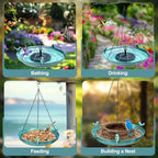 DazSpirit 14.9" Hanging Bird Bath with Solar Fountain for Outdoors - Image 2