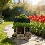 COWOS Solar Powered Fairy House Garden Statue, Resin Miniature Moss Stone Cottage with LED Lights, Outdoor Fairy Garden Figurine Ornament for Patio Yard Lawn Flower Bed Decor, Gift for Garden Lovers by COWOS