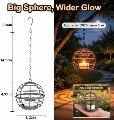 TWINKVILLA 4-Pack Solar Hanging Lanterns Outdoor Waterproof Amber Glow - Image 3