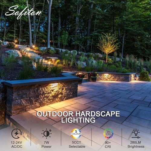 4-Pack 12 Inch Hardscape Lighting, 7W 280LM LED Retaining Wall Lights, 2700K-5000K Selectable,12-24V AC/DC, IP65 Waterproof Low Voltage Step Lights Outdoor, ETL Certified - Image 2