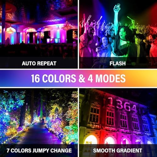 2-Pack 50W RGB LED Flood Light, Remote Outdoor Color Changing Light - Image 7