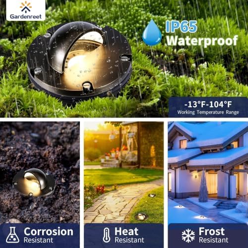Gardenreet Brass Well Light - Waterproof 12V Ip65 In-Ground Landscape Lighting, LED Outdoor Replaceable Bulb Low Voltage Fixture, Antique Bronze for Tree Garden Pathway Without MR16 Bulb - Image 4