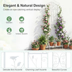 Giantex Metal Garden Trellis for Climbing Plants Set 2, 75" x 20" Outdoor Rose Trellis w/Foldable Bottom, Freestanding Plant Support for Vines, Flowers, Vegetables & Fruits, Patio Lawn Garden, White - Image 3