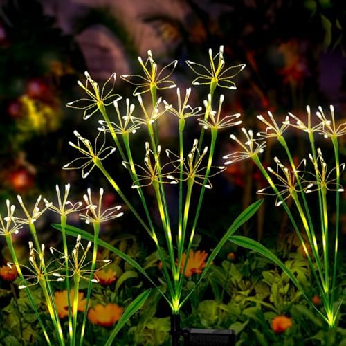 Solar Garden Lights Outdoor, 6 Pack Swaying Fairy Firework Lights Warm by Unknown