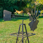Windmill Spinner with Moving Hand-Painted Animals Scenes on Top, Includes Metal Tower Stand, Decorative Garden Decor (Dog Chasing Rabbit) by ZaerLtd