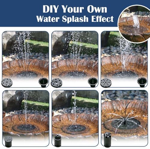 Outdoor Solar Bird Bath with Water Pump Fountain, Two Usage Modes for Hummingbird, 16.9" W Solar Powered Birdbath, Sunflower with Bird, 7 nozzles Water Feature for Garden Backyard Decor (Brown) - Image 6