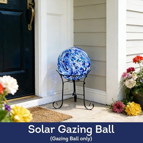Lily's Home Gazing Ball - 7.68" Glass Globe with Solar Powered Lights - Outdoor Solar Lights for Yard & Patio - Garden Decor - Automatic On/Off Photosensitive Switch - Blue - Image 6