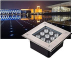 3-36W Landscape Lights - Outdoor Buried Light, 12/24V Square Recessed Spotlight, IP67 Waterproof Walk-in LED Lighting,Outdoor Landscape Garden Ground(Warm White,9W(12V)) by Unknown