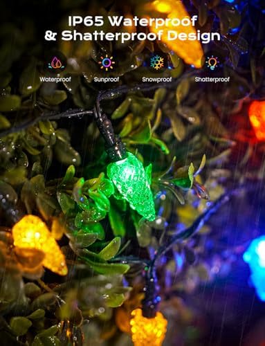 Brightown Solar Operated C6 Strawberry String Lights, 39ft 100 LEDs Multicolor LED Christmas Fairy Lights, Solar Christmas Lights Outdoor, Christmas Decorations for Christmas Tree, Garden Decor - Image 3