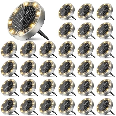 30 Pack Solar Lights Outdoor Waterproof, 8 LED Solar Ground Lights by Unknown