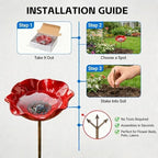 Flower Garden Stake Metal Bird Bath with Bee Watering Station, 3 in 1 Handmade Pollinator Feeder for Outdoor Yard Decor(Vibrant Orange,5) - Image 6