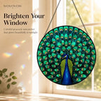 Peacock Stained Glass Suncatcher, Colorful Bird Window Hanging Decor, Elegant Sun Catcher Ornament for Living Room, Bird Lover Gift 11.8 - Image 2