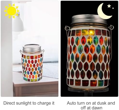 Outdoor Solar Lamp Ornament Hanging Glass Garden Light Lantern - Image 6