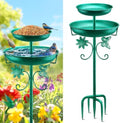Daoeny Bird Bath for Outside, 42In Vintage Freestanding Birdbaths for Outdoors, Double Metal Bird Bath Feeder Bowls for Garden Patio Yard Lawn Decor, Upgraded 5-Pronged Base (Green) by Daoeny