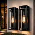 18 Inch 2 Pack Outdoor Wall Lantern Light Fixture，Large Black Exterior Wall Sconce with Clear Glass | Waterproof Anti-Rust Porch Light with E26 Socket for Entryway, Patio, Garage by KsDhewi