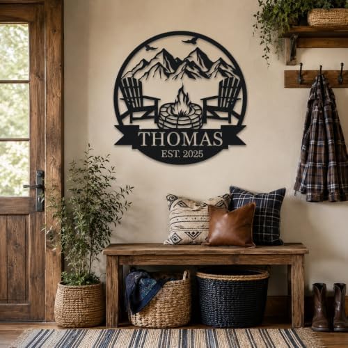 Personalized Campfire Family Name Sign, Monogram Name Camping Sign, Custom Campfire Sign, Campsite Sign, Mountain Campfire Monogram Sign, Campfire Personalized Metal Sign, Last Name Sign - Image 4