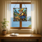 Gnome Beekeeping Stained Glass Suncatcher – Square Hanging Window Panel for Home, Garden, Nursery, Halloween, Christmas, Memorial Day – Whimsical Glass Art Gift for Gnome Lovers kbh7x5 - Image 6