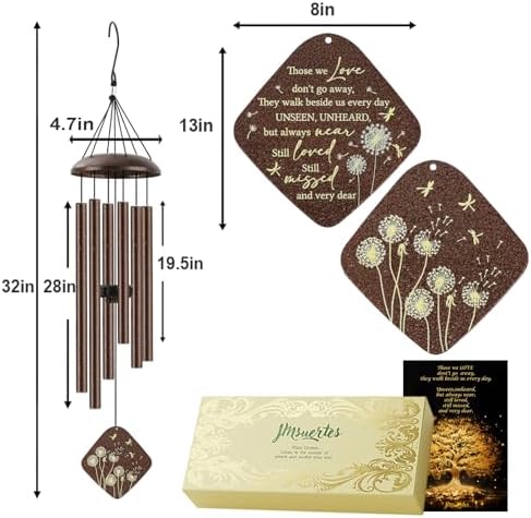 Memorial Sympathy Wind Chimes for Outside Clearance, Dragonfly Wind Chimes for Loss of Loved One Mother Father for Bereavement/Condolence/Funerary Gift Idea,32inch Bronze - Image 6