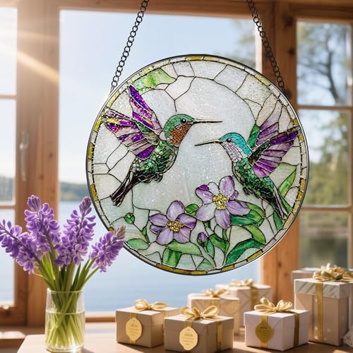 8″ Hummingbird Stained Glass Suncatcher, Stained Glass Window Hanging & Ornament, Window Decor, Holiday & Christmas Ornaments | Hummingbird Gifts, Gifts Ideas - Image 6