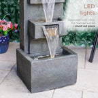 Alpine Corporation TZL406 33" 3 Tier Basin Cascading Fountain with LED Lights, Outdoor Water Feature for Garden, Patio, Backyard & Home Decor, Elegant Waterfall Design, Gray - Image 6
